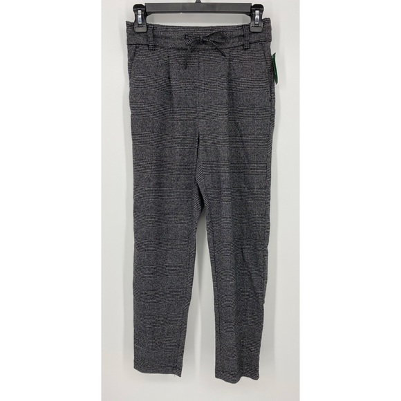 Only Gray Plaid Stretch Cropped Straight Leg Pants - Picture 1 of 7